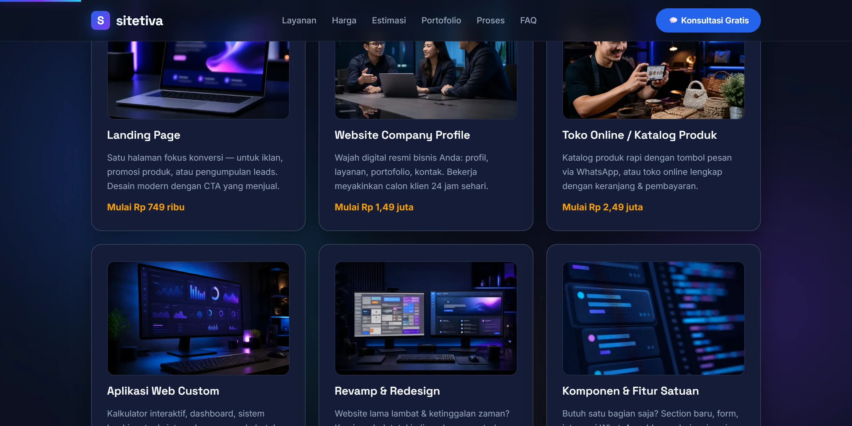 Tampilan Layanan situs Sitetiva
